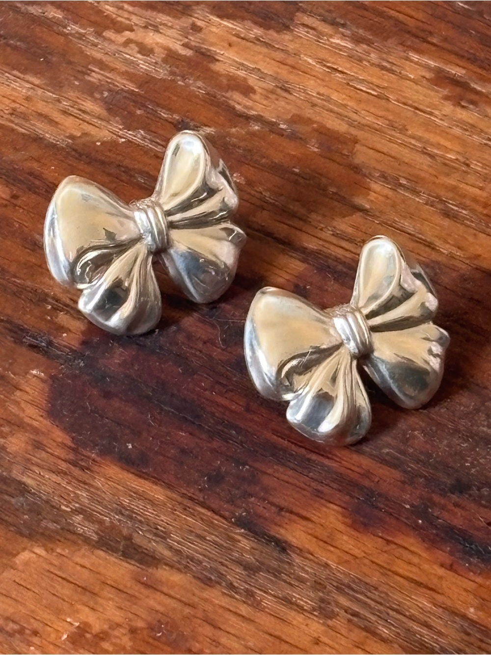 Sterling Silver Bow Earrings Studs Ribbon Coquette Preppy Vintage